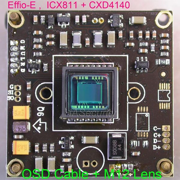 

effio-e chipset 1/3" sony super had ii ccd icx811 + cxd4140 cctv camera pcb board module +osd cable +m12 lens