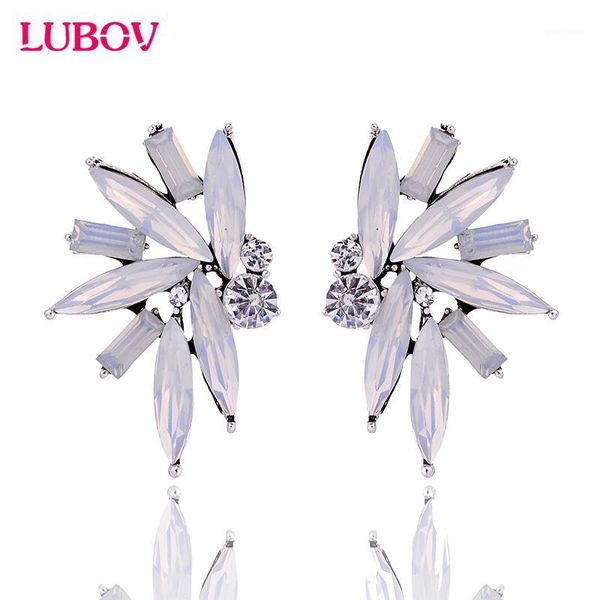 

stud fashion crystal opal stone earrings sparkling rhinestone piercing women wedding jewelry 2021 1, Golden;silver