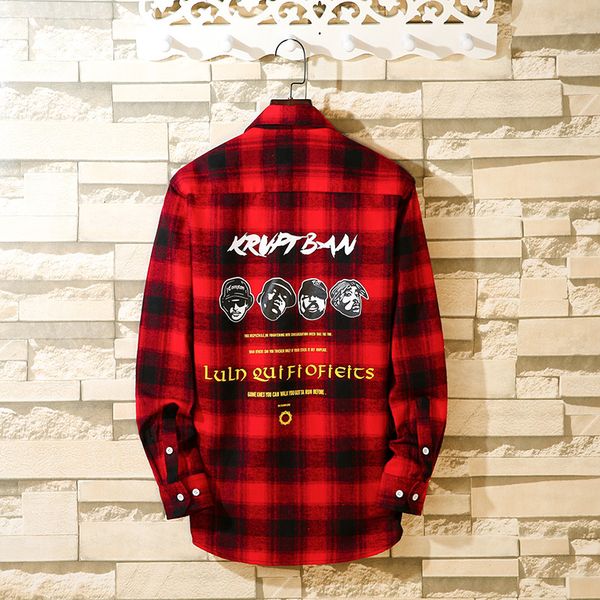 

2021 casual printed plaid new fashion long sleeve spring autumn men clothes flannel shirt slim fit 5xl pk7q, White;black