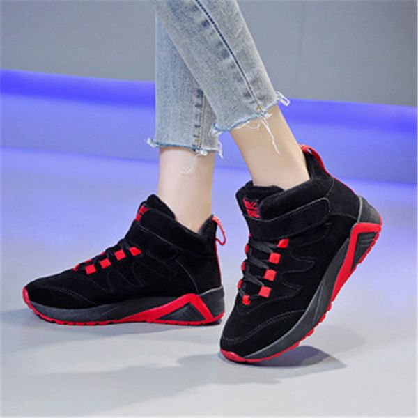 

2021 new women autumn winter tennis high-students robust casual furry faux clown cunha shoes size 34-40 xkar, Black;white