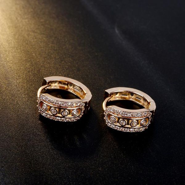 

hoop & huggie fym fashion brand 3 colors round shape cubic zircon earrings female jewelry for women party, Golden;silver