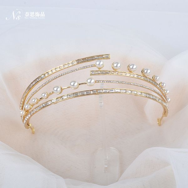 

nice new elegant pearl korean style bridal headdress crown headband dress simple wedding accessories, Silver