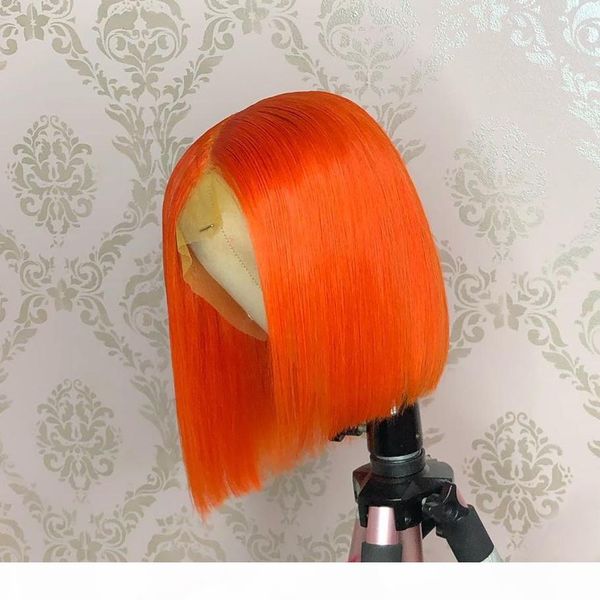 

malaysian colored wig orange blue pink green 13x6 hd transparent lace front human hair wig glueless pre plucked choshim remy 150 density, Black;brown