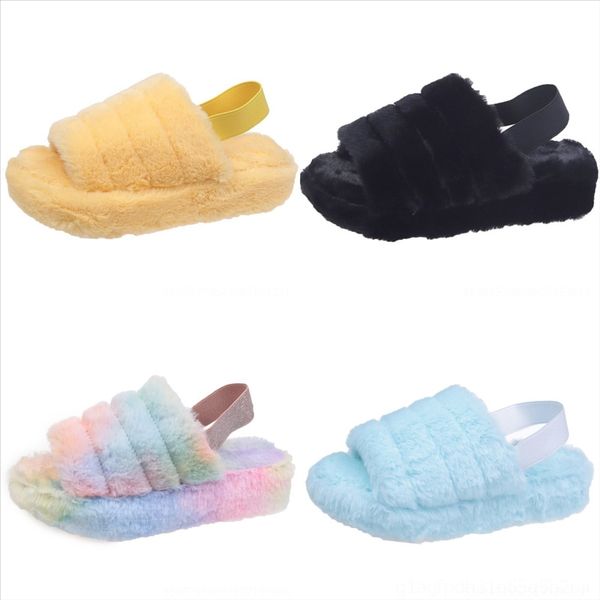 

k7a winter new home fur women slipers solid open toe plush slipper cotton women warm furry couple shoes comfortable new indoor plush, Black