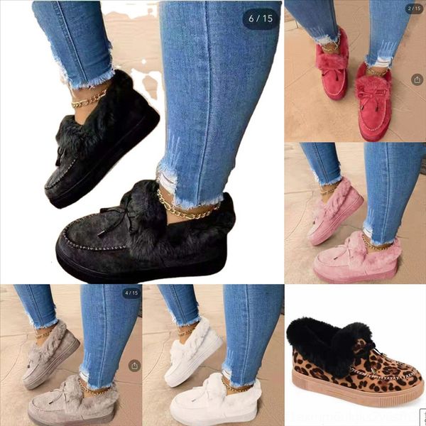 

tzobc mop slippers slippers cotton yarn warm slip fur fluffy house slides shoes soft women pink snow boots plus velvet plush non cotton, Black