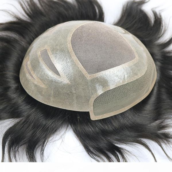 

men swiss lace front wig toupee human remy hair replacement prosthesis hairpiece wigs wig cap for white men, Black