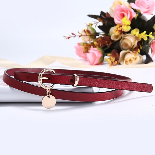 

2020 women skinny belt fashion designer lady narrow waistband quality women's strap with gold pin buckle cowhide belts, Black;brown