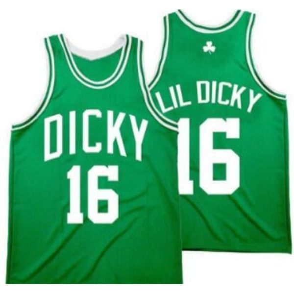 

vintage men windy city #16 lil dicky green high school round college basketball jersey size s-4xl or custom any name or number, Black