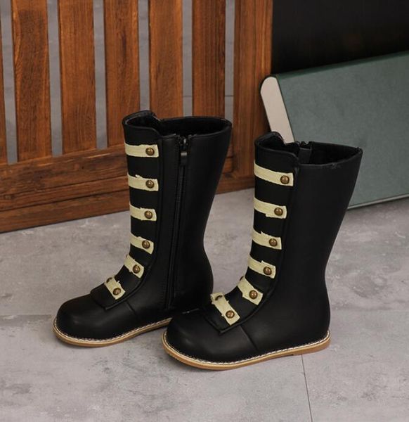 

new genuine leather long 21-30 winter martin boots boys plush warm for girls kids sport shoes, Black;red