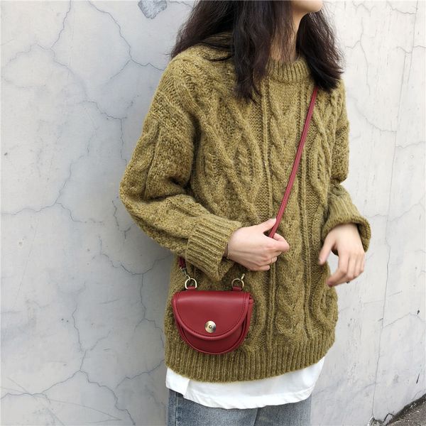 

thick 2021 new female winter loosen thin torsion around neck sweater 4ie5, White;black