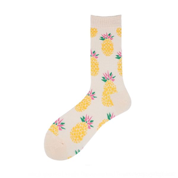 

vl62w autumn personalized cotton medium men's and women's neutral couple medium socks trendy couple pineapple rubber mid-calf sock, Black