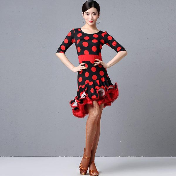 

2020 female latin dance dress professional ballroom dance competition dress women rumba tango samba salsa practice clothing, Black;red