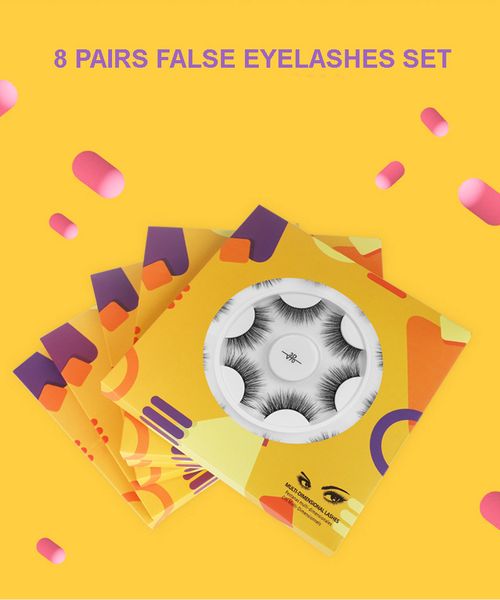 

new arrival thick crisscross mink false eyelashes set 8 pairs handmade fake lashes eye makeup accessories with retail packing drop shipping