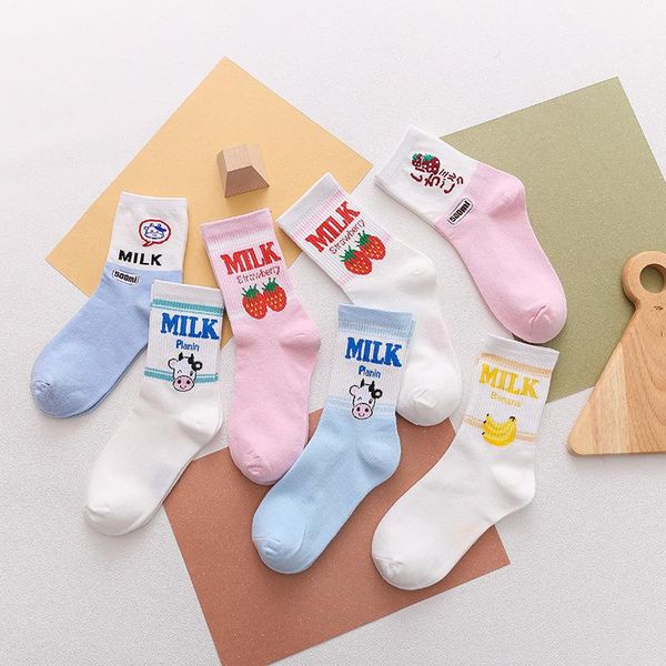 

women cute sock kawaii strawberry milk breathable casual women socks japanese harajuku funny socks calcetines mujer, Black;white