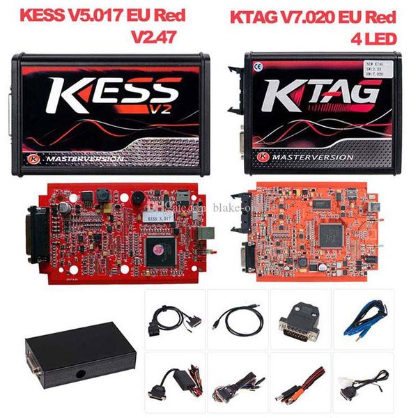 KESS Teşhis Araçları V2.53 V5.017 AB Kırmızı PCB Titanyum Ktag V2.25 V7.020 BDM ECU OBD2 Autotruck Programcı Kiti