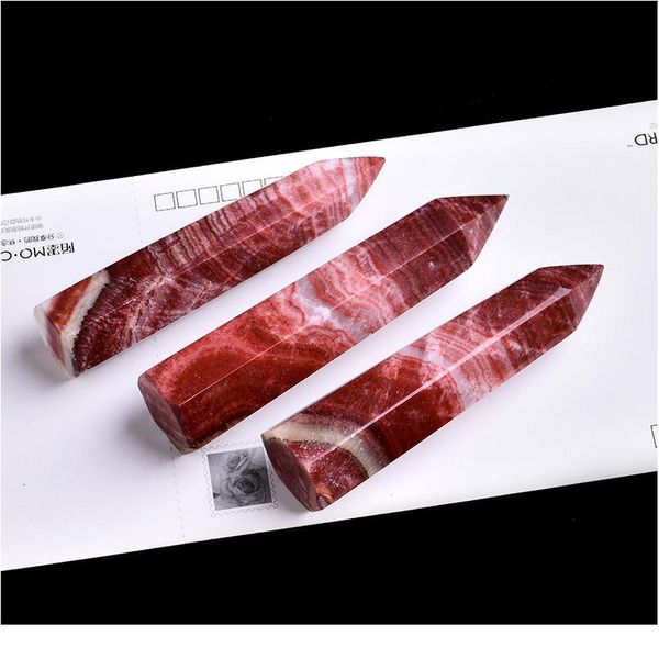 

1pc natural rhodochrosite crystal to improve mood healing point gemstone hexagonal column stone mineral home de qylxnr, Black