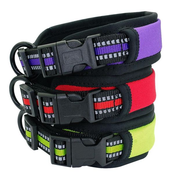 

wide nylon dog collar soft padded reflective pet dog collars adjustable for medium large dogs pitbull french bulldog pu wmtpvq