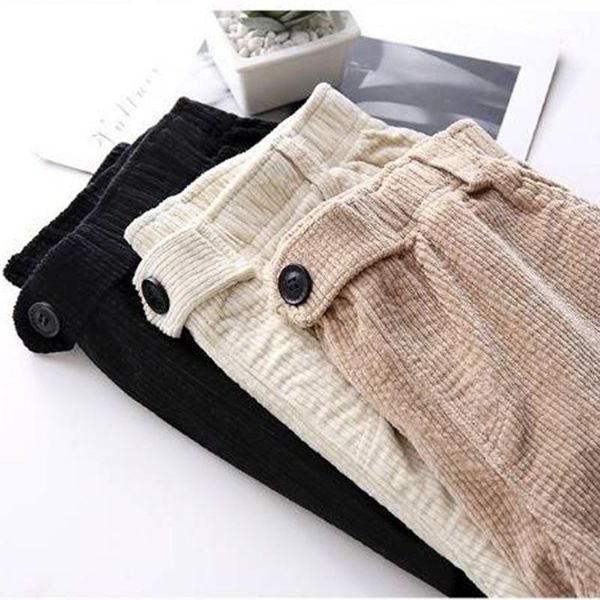 

autumn winter plus velvet corduroy pants female students korean loose casual harlan pants thick warm overalls cropped 12231, Black;white