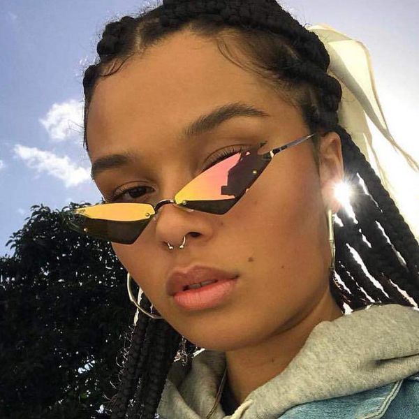 

new women brand vintage shaped designer eye sunglasses metal fashion cat mirror glasses for reflective women fmkgx, White;black