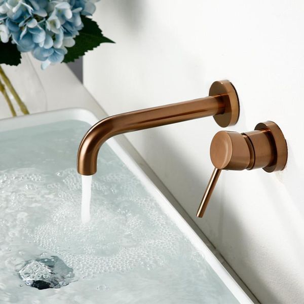 

bathroom sink faucets basin faucet bath brushed rose gold taps single soild brass water tap wall mounted1