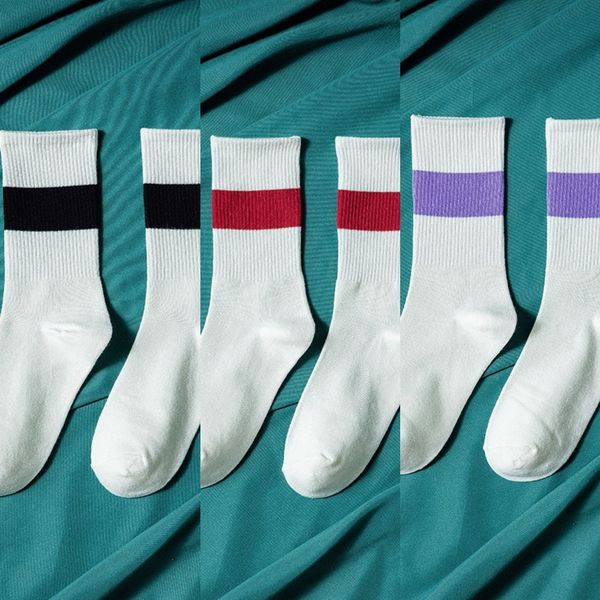 

r6qko мужская хлопок осень зима середины икры чулки хлопка и sockstrendy бренд высокотемпературных теленок носки уличные спортивные полосаты, Black