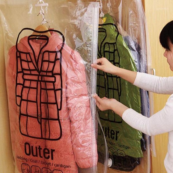 

new style hanging vacuum bags for clothes foldable border sealed compression pouch wardrobe organizer storage bag save space1