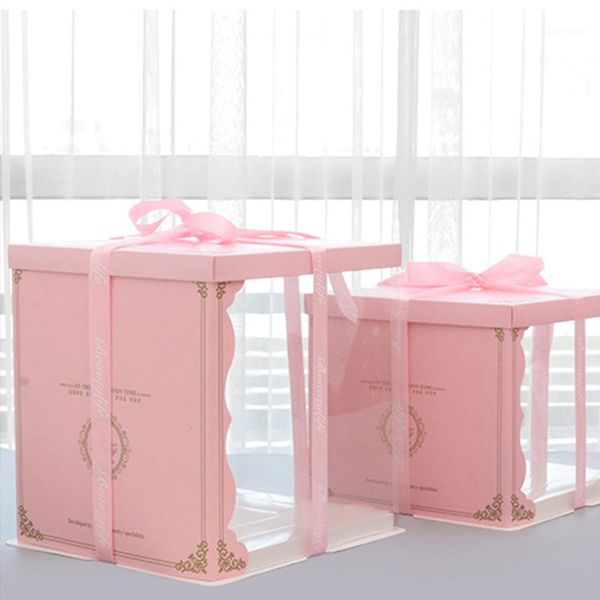 

new plastic custom box cake box packaging custom size recycled materials square pet tall translucent gift cake1