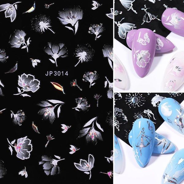 

stickers & decals 5d laser nail sticker leaves transfer beautiful slider decoration art, Black