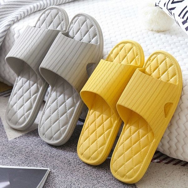 

women summer home slippers non slip diamond lattice solid thick sole bathroom shower slides striped house ladies shoes men 2020 #374v, Black