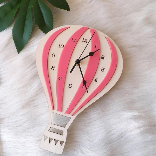 

wall clocks nordic style air balloon shape wooden mute clock kid bedroom home decor1