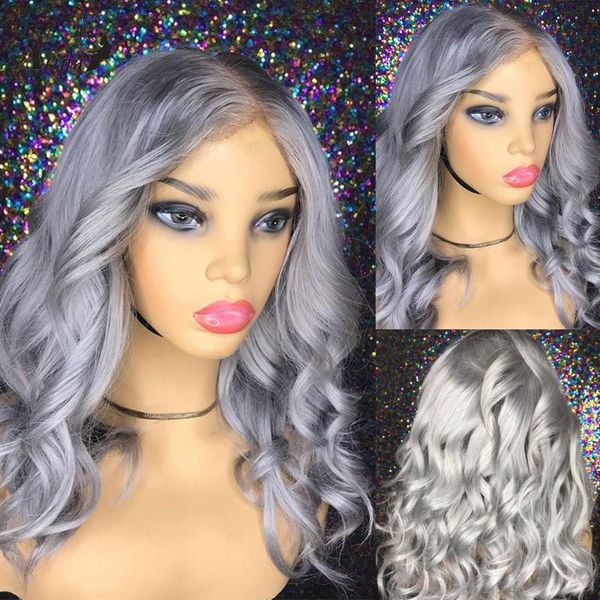 

atina colored grey remy deep part body wave brazilian human hair wig pre plucked 613 blonde frontal wigs for black women closure, Black;brown
