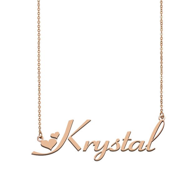 

Krystal Name Necklace Custom Nameplate Pendant for Women Girls Birthday Gift Kids Best Friends Jewelry 18k Gold Plated Stainless Steel, Silver