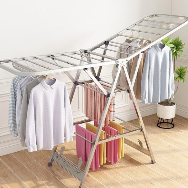 

drying rack floor folding stainless steel drying clothes stainless stretch steel quilt balcony laundry rack