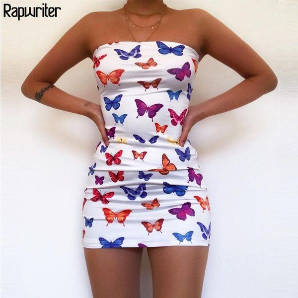 

rapwriter off shoulder butterfly print strapless sheath dress spring women 2021 summer bodycon backless ladies party mini dress1, Black;gray