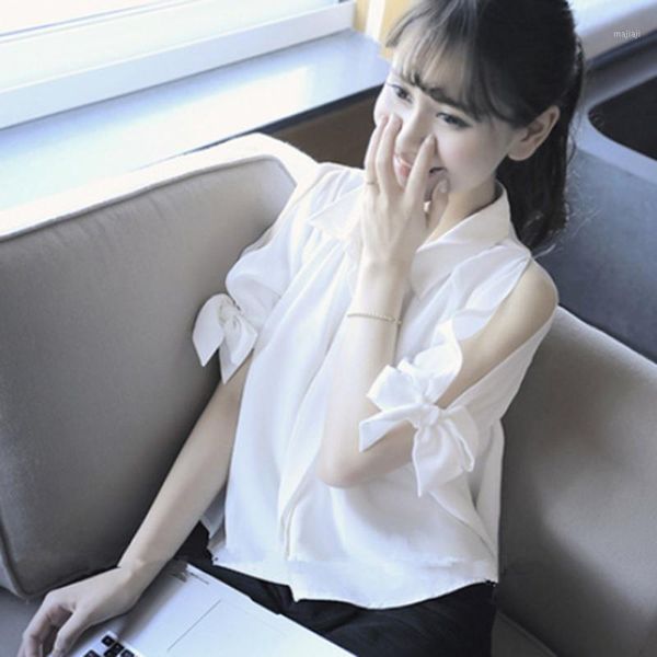 

women's blouses & shirts 2021 women casual loose white blouse shirt blusas solid color bow tie sleeve spring summer female shirt1
