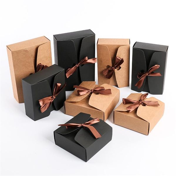 

lbsisi life 10 30pcs gift box jewelry candy christmas wedding favor kraft black boxes with ribbon cookie packing bbyajh sweet07
