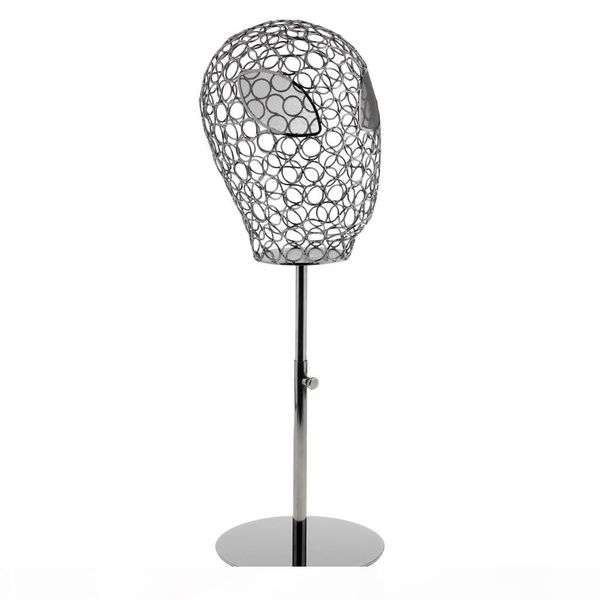 

adjustable metal mannequin head hats caps stand display rack wigs holder, White
