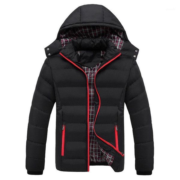 

winter men's parkas jacket men's hooded cotton coat jacket hooded collar slim fit thick wear dd6mf1, Black