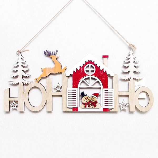 

1pc decoration tag christmas tree hollow decor pendant letters painted wooden decorations xmas ornament craft