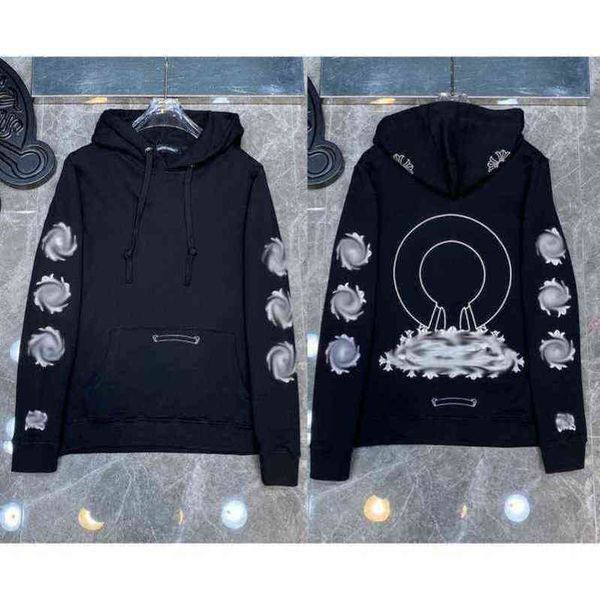 

brand quality hoodie classic fashion ch zipper autumn winter luxury sweatshirts designer men sweater horseshoe phantom cross print hooded wo, Black