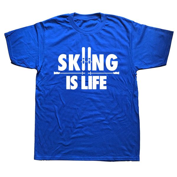 

skiing is life funny men summer cotton harajuku short sleeve streetwear black hoodie designers t shirts sweatshirt