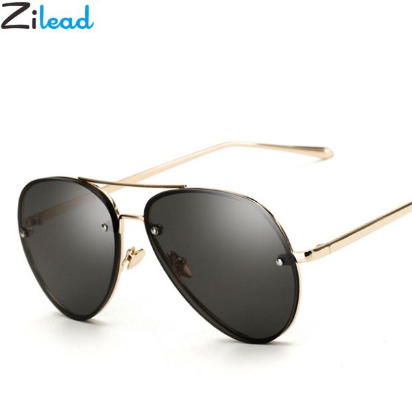 

zilead oval sunglasses women man metal sun glass aviation frame pilot fashion original brand designer mirror driving glasses, White;black