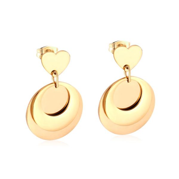 

dangle & chandelier luxukisskids korean style round heart stainless steel drop earrings set for fashion jewelry women party gift gold/steel, Silver