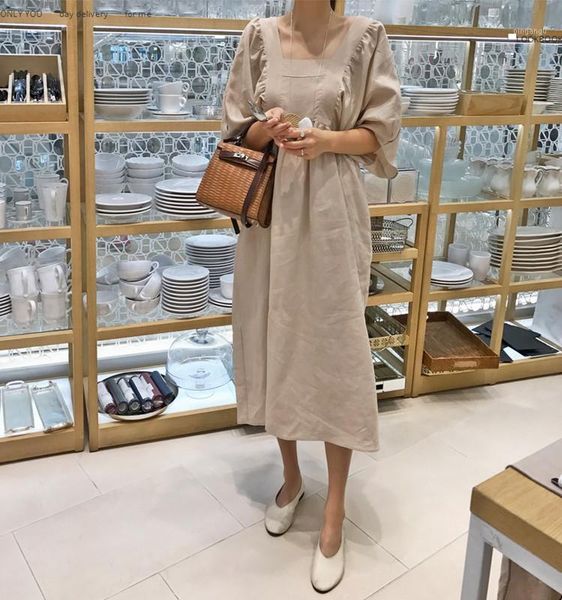 

2020 long loose cotton dress a-line female students korean1, White;black