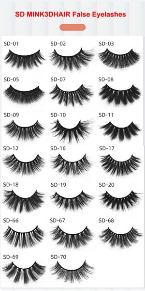 

HOT 1Pairs 3D SD MINK3DHAIR False Eyelashes 20 styles Thick mink lashes