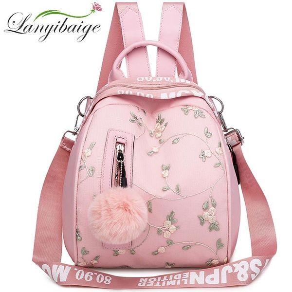 

lanyibaige новая мода вышивка женщины рюкзак большой емкости для школьниц рюкзак симпатичный плюшевый бал рюкзаки mochila yxlnna