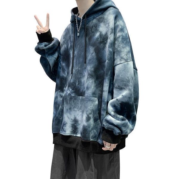 

men's hoodies & sweatshirts spring korean tie dyed hoodie streetwear harajuku hip hop sweatshirt men fashion casual funny autumn hoode, Black