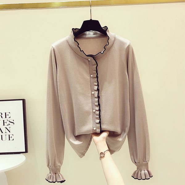 

2020 autumn winter clothes sweater womens knitted cardigan female korean stand collar long sleeves knitwear coat outerwear h1211, White;black