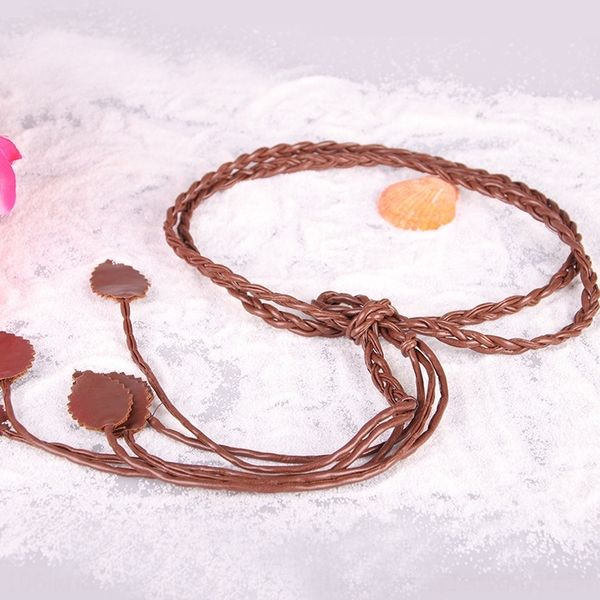 

o5lty women's handmade woven thin leaf women's handmade woven dress thin belt leaf decorative dress belt decorative mbg5s, Black;brown