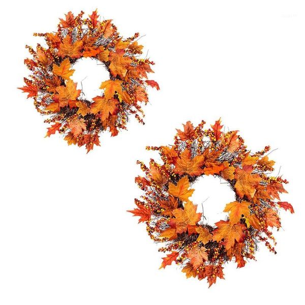 

45/60cm thanksgiving autumn wreath artificial garland door window decoration halloween supplies1